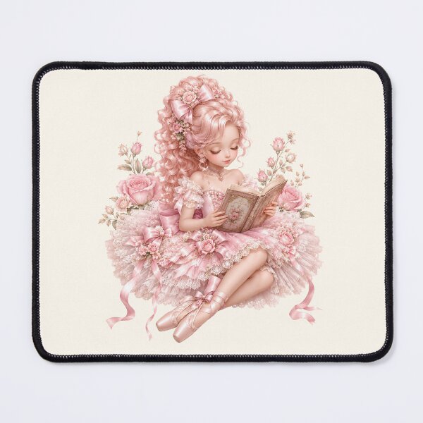 Item preview, Pink Coquette Reading Ballerina | Vintage Ballet Princess with Book | Romantic Cottagecore Ballet Art designed and sold by looplandger.