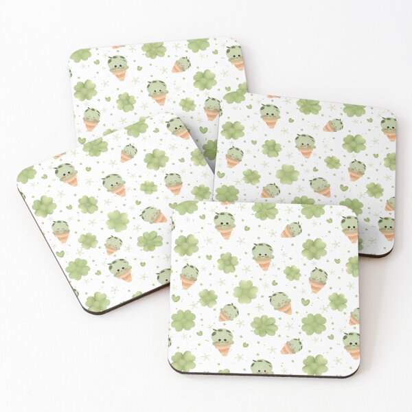 Item preview, Kawaii Mint Ice Cream and Lucky Clover Pattern designed and sold by StoriesInGrain.