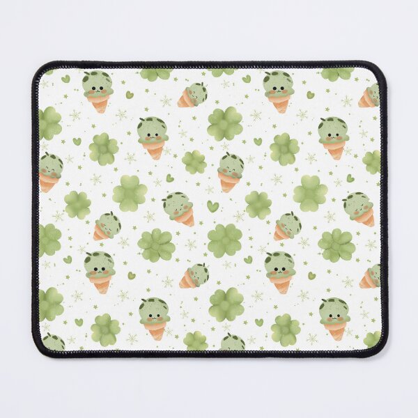 Item preview, Kawaii Mint Ice Cream and Lucky Clover Pattern designed and sold by StoriesInGrain.