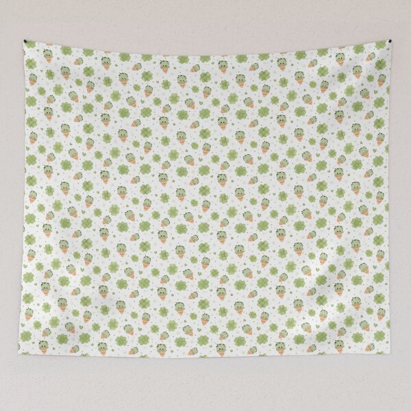 Item preview, Kawaii Mint Ice Cream and Lucky Clover Pattern designed and sold by StoriesInGrain.