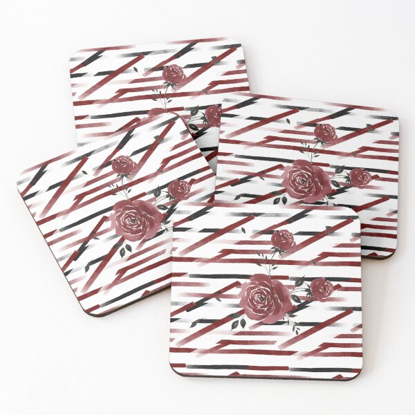 Item preview, Burgundy Roses Geometric Stripes designed and sold by wissal.studio.