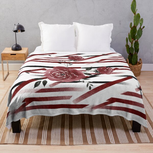 Item preview, Burgundy Roses Geometric Stripes designed and sold by wissal.studio.