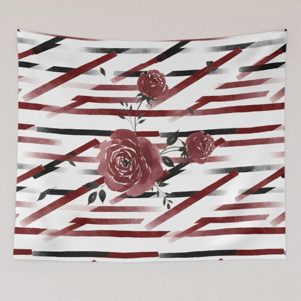 Item preview, Burgundy Roses Geometric Stripes designed and sold by wissal.studio.