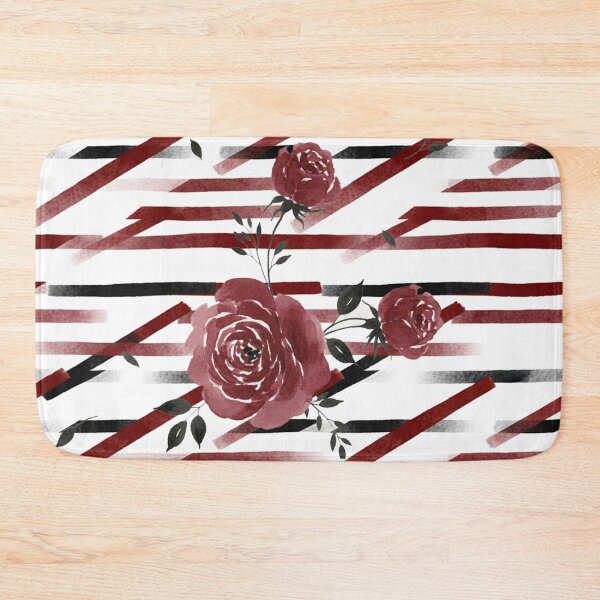 Item preview, Burgundy Roses Geometric Stripes designed and sold by wissal.studio.