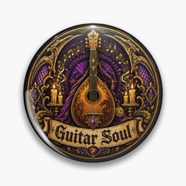 Item preview, Guitar Soul Medieval Fantasy Music Badge designed and sold by Sketchlegacy.