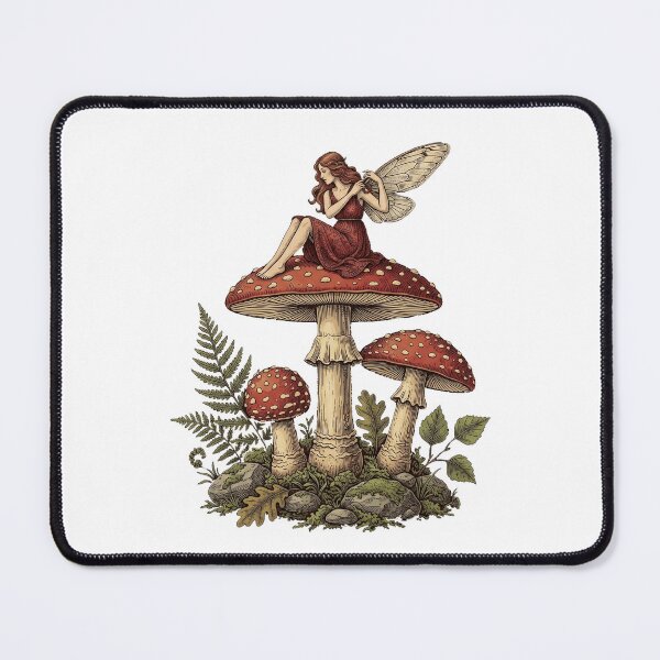 Item preview, Vintage Mushroom Fairy Cottagecore Woodland Fantasy Pixie Art designed and sold by rediscoveredapp.