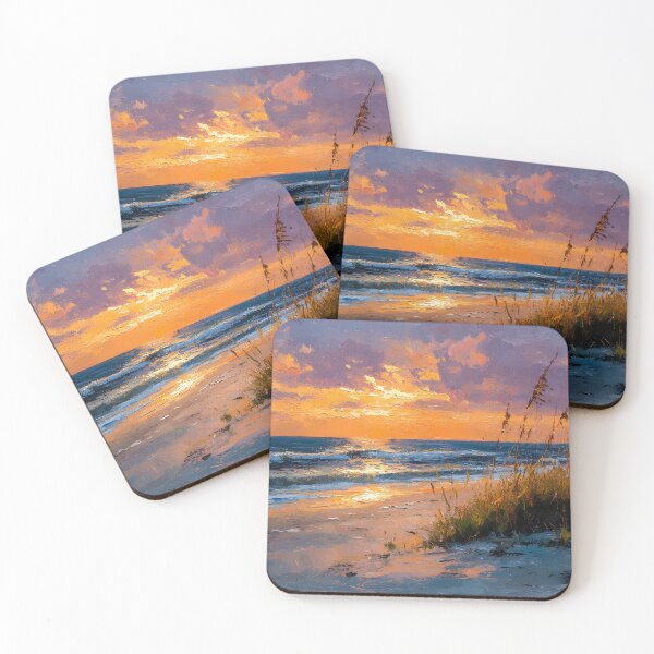 Item preview, Myrtle Beach Orange Sunset Ocean South Carolina Coastal Beach Sea Oats designed and sold by daila70.