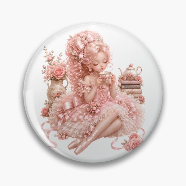 Item preview, Coquette Ballerina Tea Time Princess | Pink Balletcore Tea Party Girl | Romantic Vintage Cottagecore Art designed and sold by looplandger.
