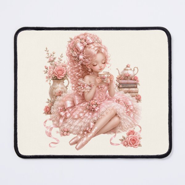 Item preview, Coquette Ballerina Tea Time Princess | Pink Balletcore Tea Party Girl | Romantic Vintage Cottagecore Art designed and sold by looplandger.