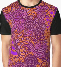 Orange, Pink, and Purple Doodle Pattern Graphic T-Shirt