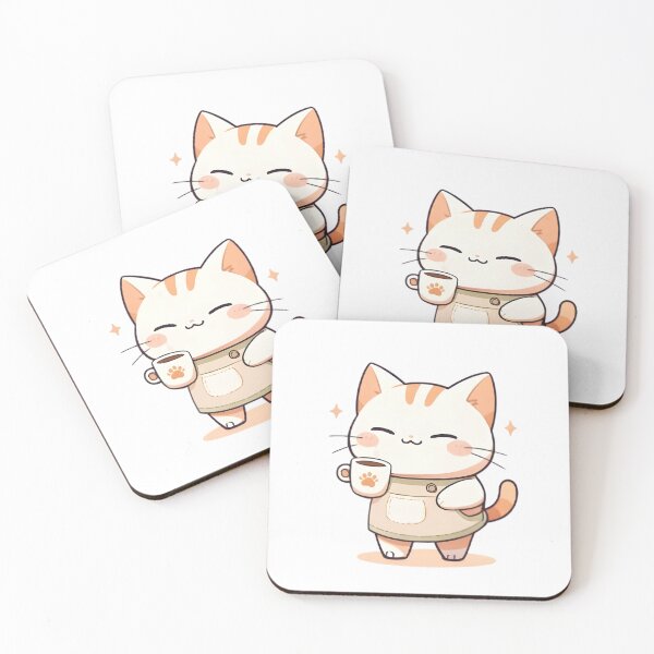Item preview, Cat Barista — Kawaii Coffee Cat Sticker designed and sold by tommysworks.