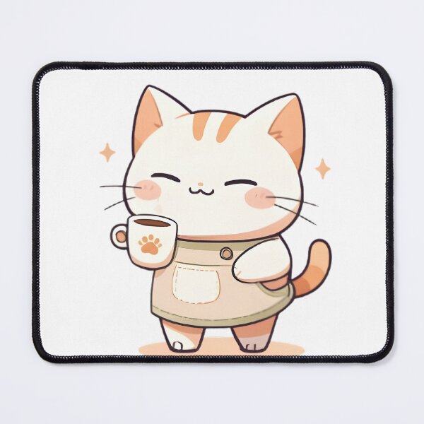 Item preview, Cat Barista — Kawaii Coffee Cat Sticker designed and sold by tommysworks.