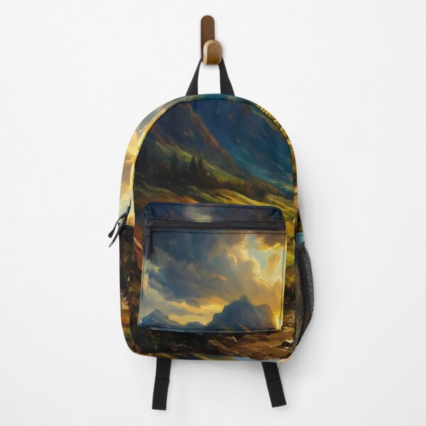 Item preview, Golden Sunset Valley: Majestic Mountain Path Art designed and sold by MoonwoodStudio.