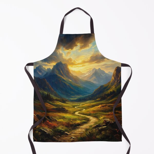 Item preview, Golden Sunset Valley: Majestic Mountain Path Art designed and sold by MoonwoodStudio.