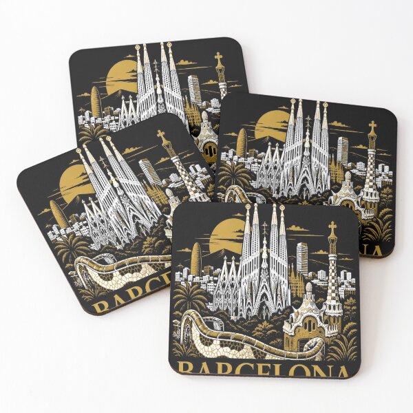 Artikelvorschau, Barcelona Skyline T-Shirt – Epic Dark Barcelona Gift entworfen und verkauft von SunnyDesign82.