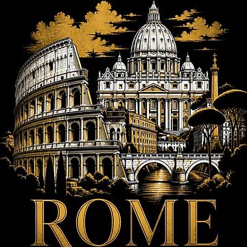 Aperçu de l'œuvre Rome Skyline T-Shirt – Epic Dark Rome Gift de SunnyDesign82