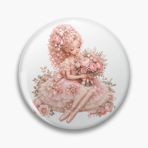 Item preview, Coquette Ballet Girl with Pink Peony Bouquet | Romantic Ballerina Princess | Elegant Floral Balletcore Art designed and sold by looplandger.