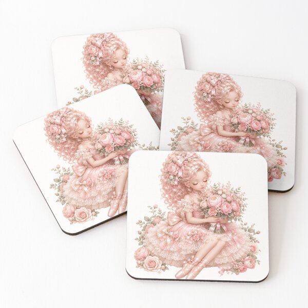 Item preview, Coquette Ballet Girl with Pink Peony Bouquet | Romantic Ballerina Princess | Elegant Floral Balletcore Art designed and sold by looplandger.