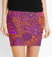 Orange, Pink, and Purple Doodle Pattern Mini Skirt