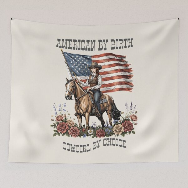 Item preview, American By Birth Cowgirl By Choice Patriotic Western Vintage designed and sold by legacylivingshop.
