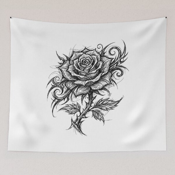 Item preview, Rose in Sketched Tattoo Style designed and sold by ClearStatements.