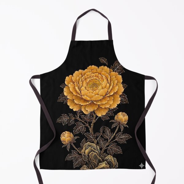 Item preview, Golden Peonies on Sacred Rock | Korean Minhwa Floral Art designed and sold by K-Tradition.