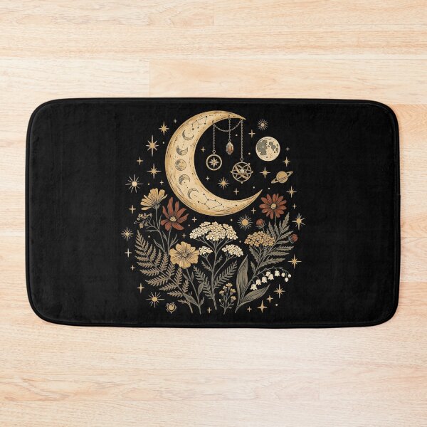 Item preview, Vintage Celestial Moon Phases Wildflowers Hanging Crystals Boho Art designed and sold by rediscoveredapp.