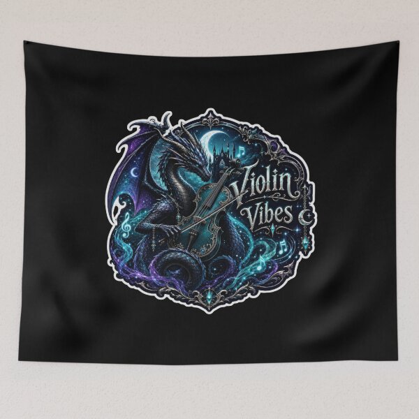 Item preview, Violin Vibes Dark Fantasy Dragon Music Design  designed and sold by Sketchlegacy.