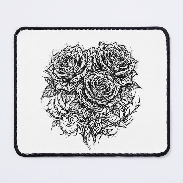 Item preview, Triple Rose in Sketched Tattoo Style designed and sold by ClearStatements.