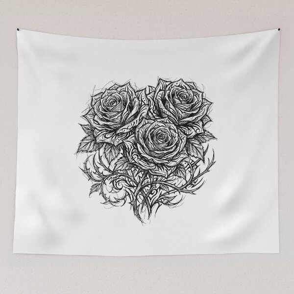Item preview, Triple Rose in Sketched Tattoo Style designed and sold by ClearStatements.