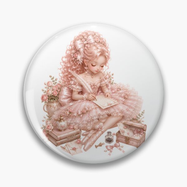 Item preview, Coquette Ballerina Writing Love Letters | Romantic Victorian Princess | Pink Balletcore Vintage Illustration designed and sold by looplandger.