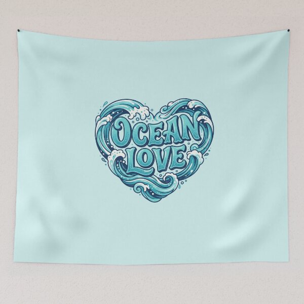 Item preview, Ocean Love – Groovy Coastal Word Design designed and sold by Sea Gem.