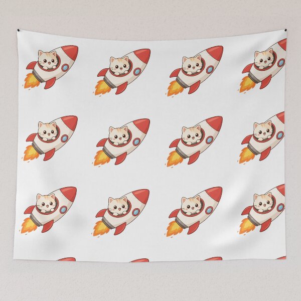 Item preview, Cozy Kawaii Cat Astronaut Rocket Ship Illustration designed and sold by Seculinator.