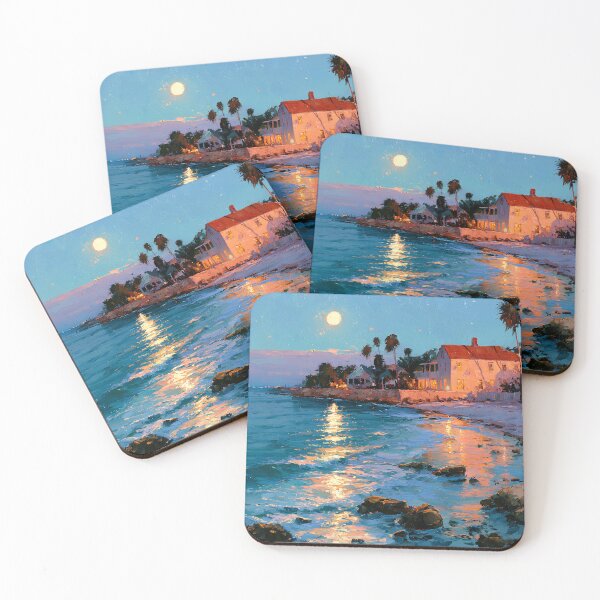 Item preview, Key West Moonlight Palm Trees Florida Keys Tropical Ocean Night designed and sold by daila70.