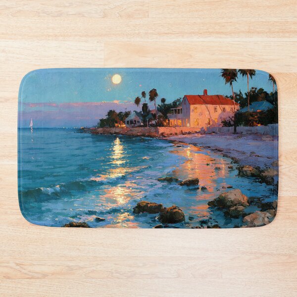 Item preview, Key West Moonlight Palm Trees Florida Keys Tropical Ocean Night designed and sold by daila70.