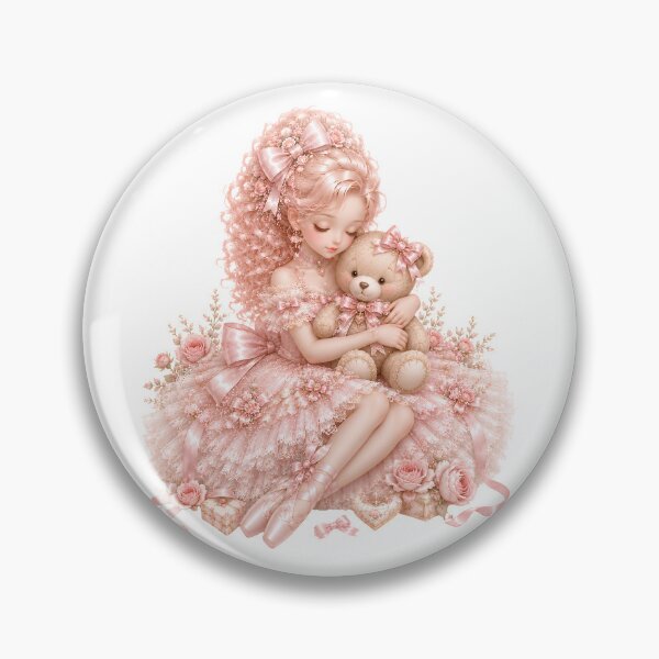 Item preview, Coquette Ballerina Hugging Teddy Bear | Pink Balletcore Princess | Romantic Plush Bear Illustration designed and sold by looplandger.
