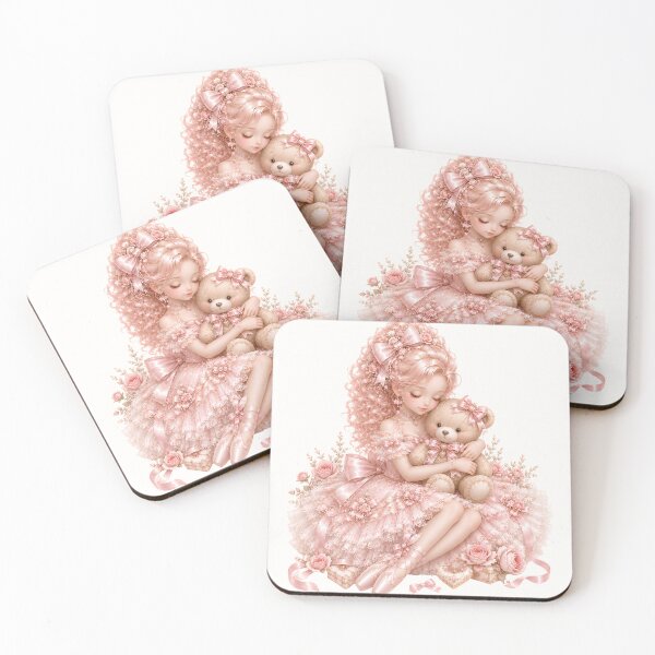 Item preview, Coquette Ballerina Hugging Teddy Bear | Pink Balletcore Princess | Romantic Plush Bear Illustration designed and sold by looplandger.