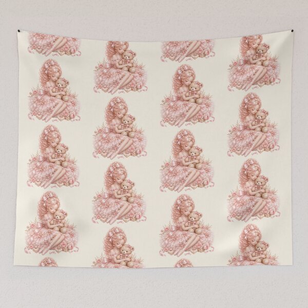Item preview, Coquette Ballerina Hugging Teddy Bear | Pink Balletcore Princess | Romantic Plush Bear Illustration designed and sold by looplandger.