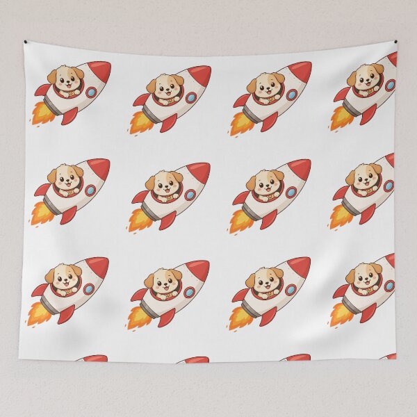 Item preview, Cozy Kawaii Dog Astronaut Rocket Ship Illustration designed and sold by Seculinator.