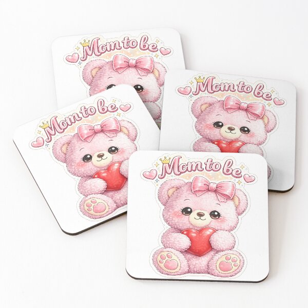 Item preview, Mom To Be Pink Teddy Bear | Cute Pregnancy Announcement Design designed and sold by StickerBloom-4U.