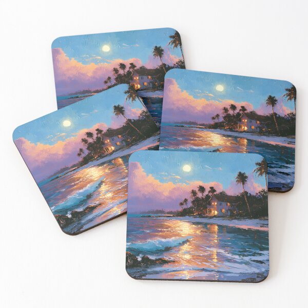 Item preview, Key West Moonlight Tropical Shore Florida Keys Ocean Night designed and sold by daila70.
