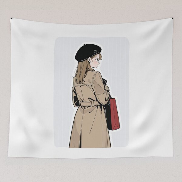 Item preview, Fashion - walking woman beige trench designed and sold by AnimeShin.