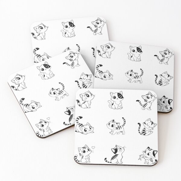 Item preview, Cute Kawaii Black and White Cat Sticker Sheet designed and sold by PnrArtDesign.