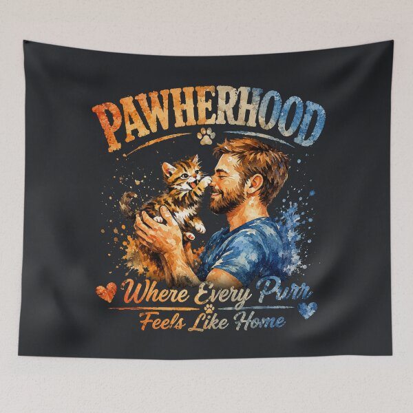 Item preview, Pawherhood Cat Dad Watercolor Art | Where Every Purr Feels Like Home | Cat Lover Gift designed and sold by HOUSE OF TIST.