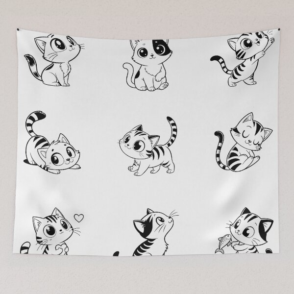Item preview, Cute Kawaii Black and White Cat Sticker Sheet designed and sold by PnrArtDesign.