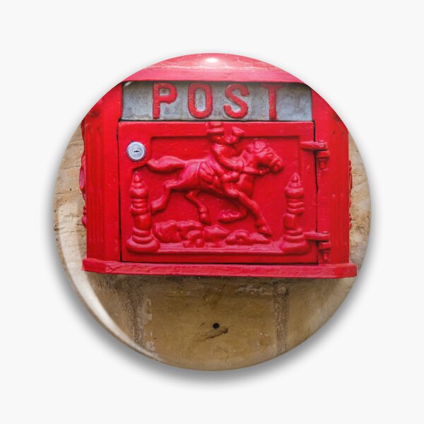Item preview, Vintage Red Post Mailbox Mounted On Stone Wall With Decorative Horse Relief designed and sold by Nmallia.