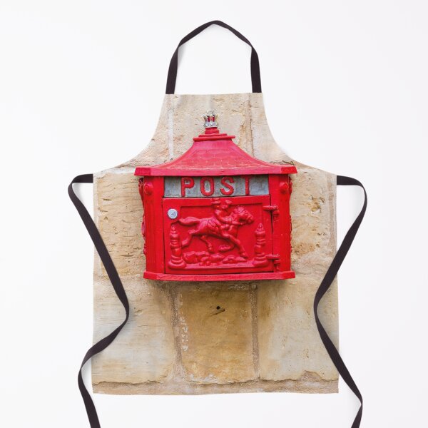 Item preview, Vintage Red Post Mailbox Mounted On Stone Wall With Decorative Horse Relief designed and sold by Nmallia.