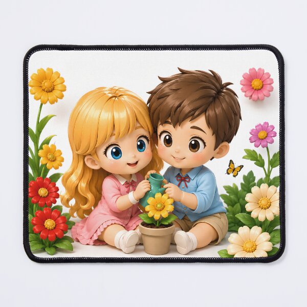 Item preview, Cute Kids and Lovely, Colorful Flowers designed and sold by Pim-Crystal.