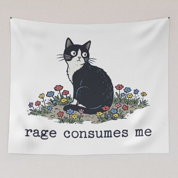 Item preview, Funny Tuxedo Cat Rage Consumes Me Sarcastic Dark Humor designed and sold by rediscoveredapp.