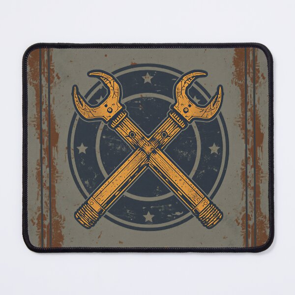 Item preview, Vintage Crossed Pipe Wrenches Industrial Tradesman Badge designed and sold by Evergreen Horizon Works.